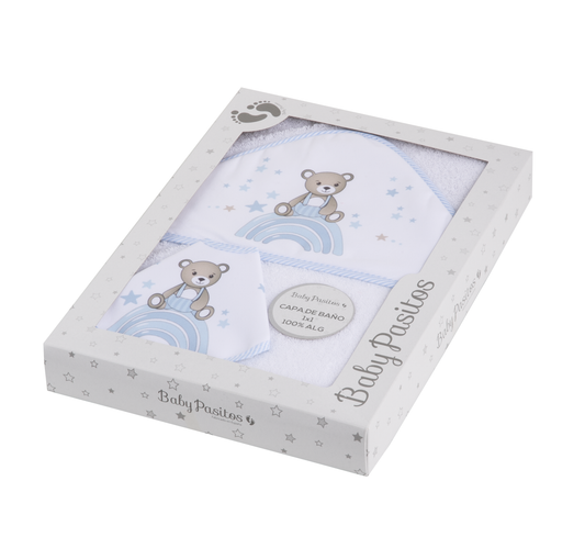 Pasitosbaby Cape de Bain avec capuche pour sécher la tête de bébé 100% Coton