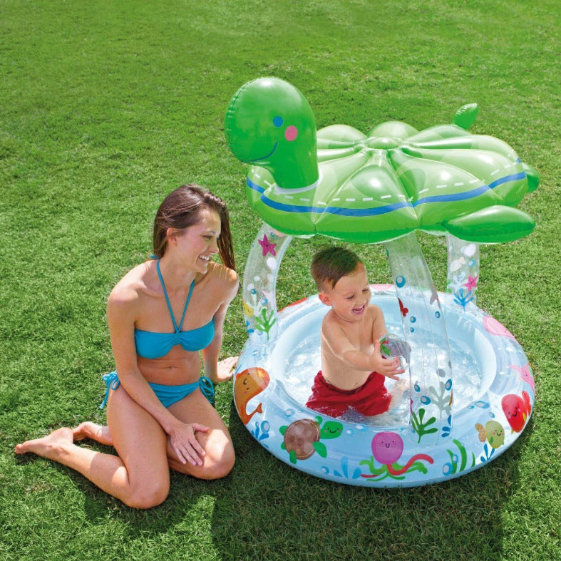 Piscine de jeu pour enfants avec couverture en forme de tortue