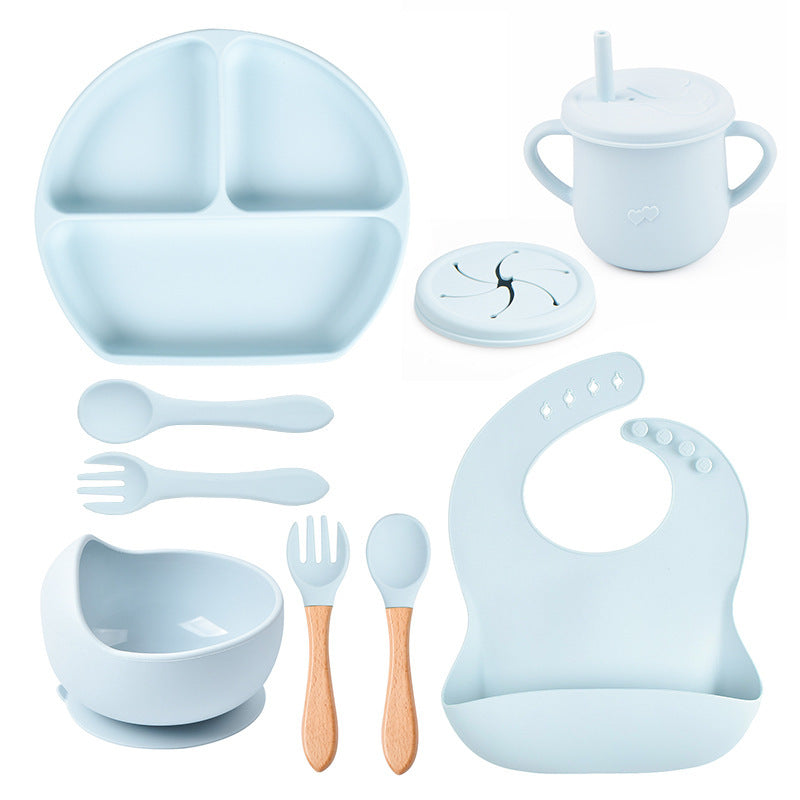 Set de Vaisselle Bébé en Silicone Couleur Unie