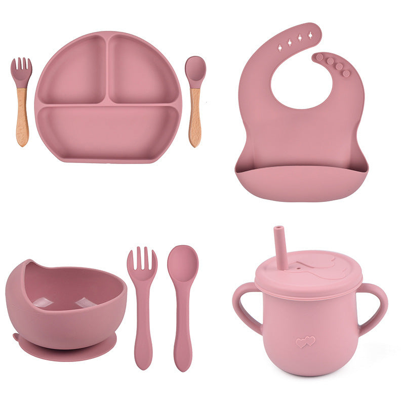 Set de Vaisselle Bébé en Silicone Couleur Unie