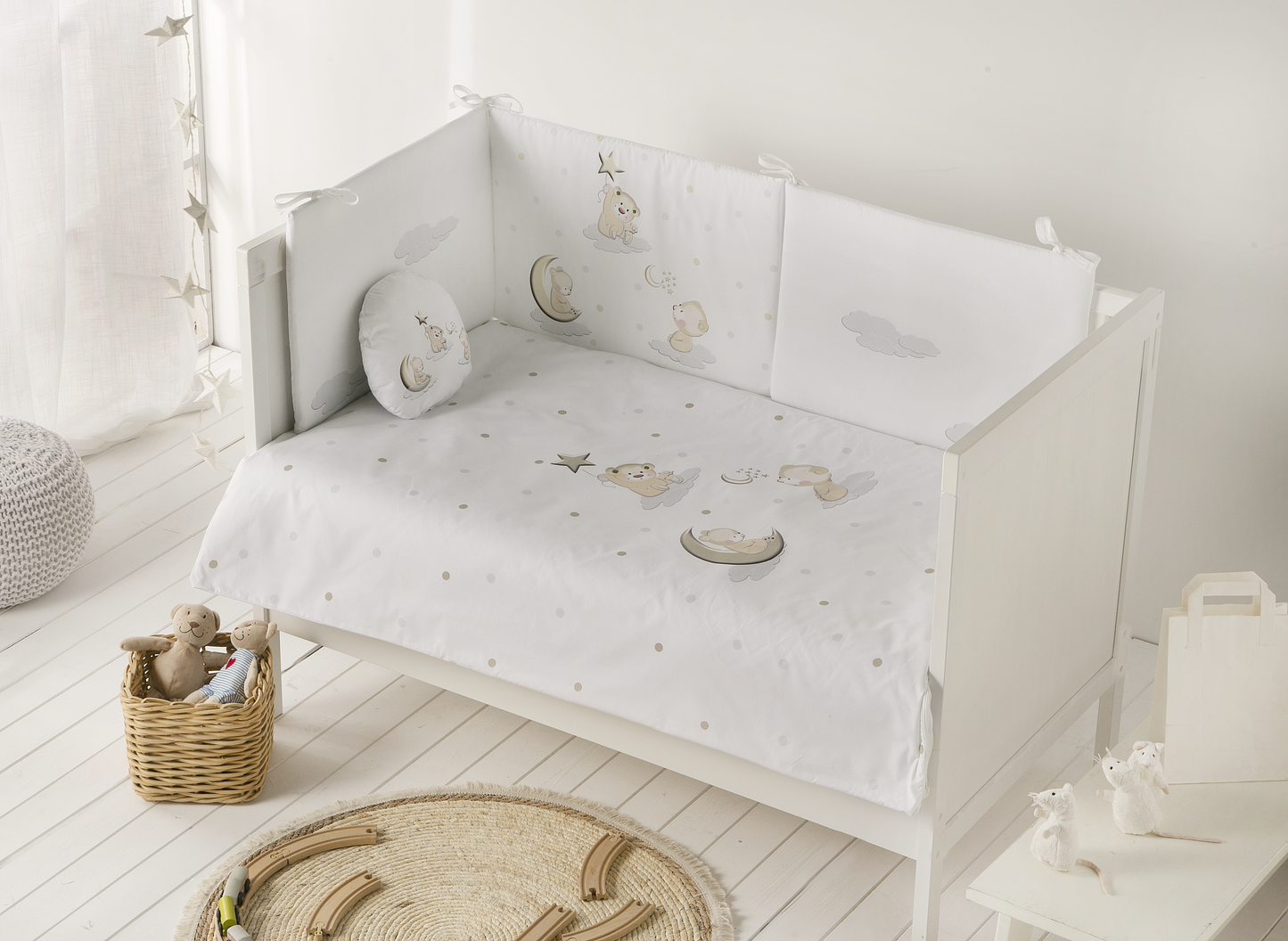 Pasitos Coordinado Amigo Couette + protecteur 100% coton pour berceau