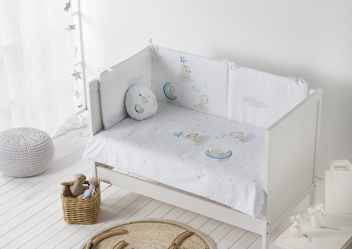 Pasitos Coordinado Amigo Couette + protecteur 100% coton pour berceau