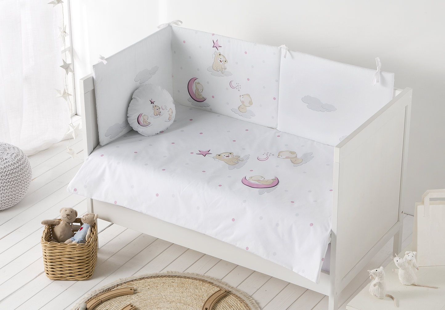 Pasitos Coordinado Amigo Couette + protecteur 100% coton pour berceau