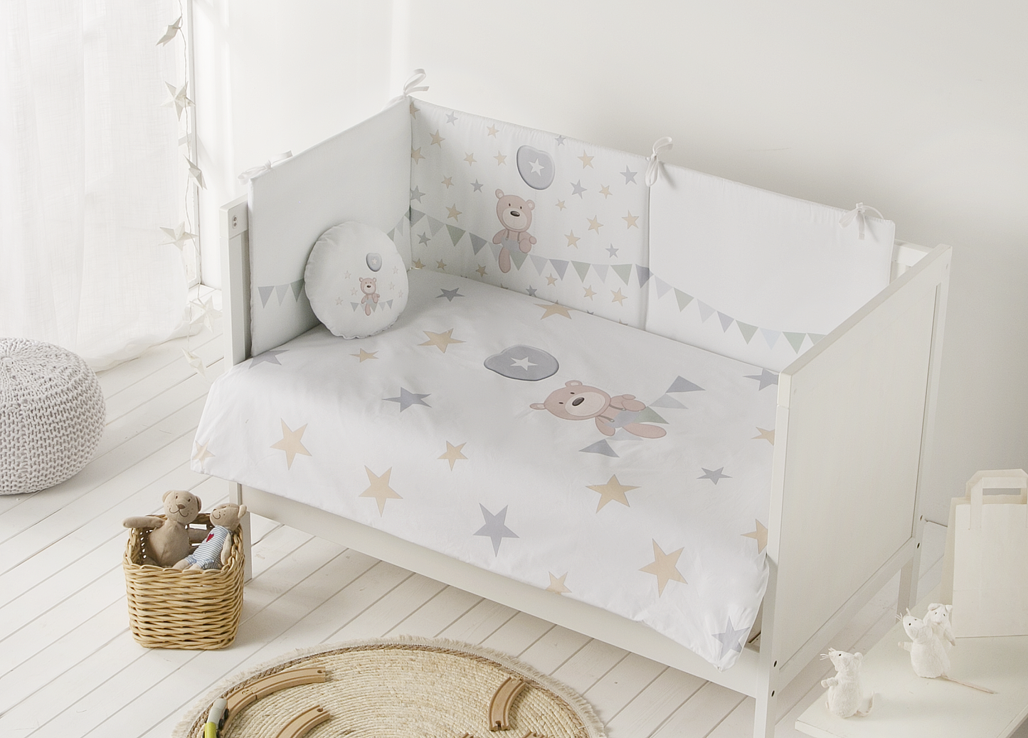 Pasitos Osso Blobo Couette + protecteur 100% coton pour berceau