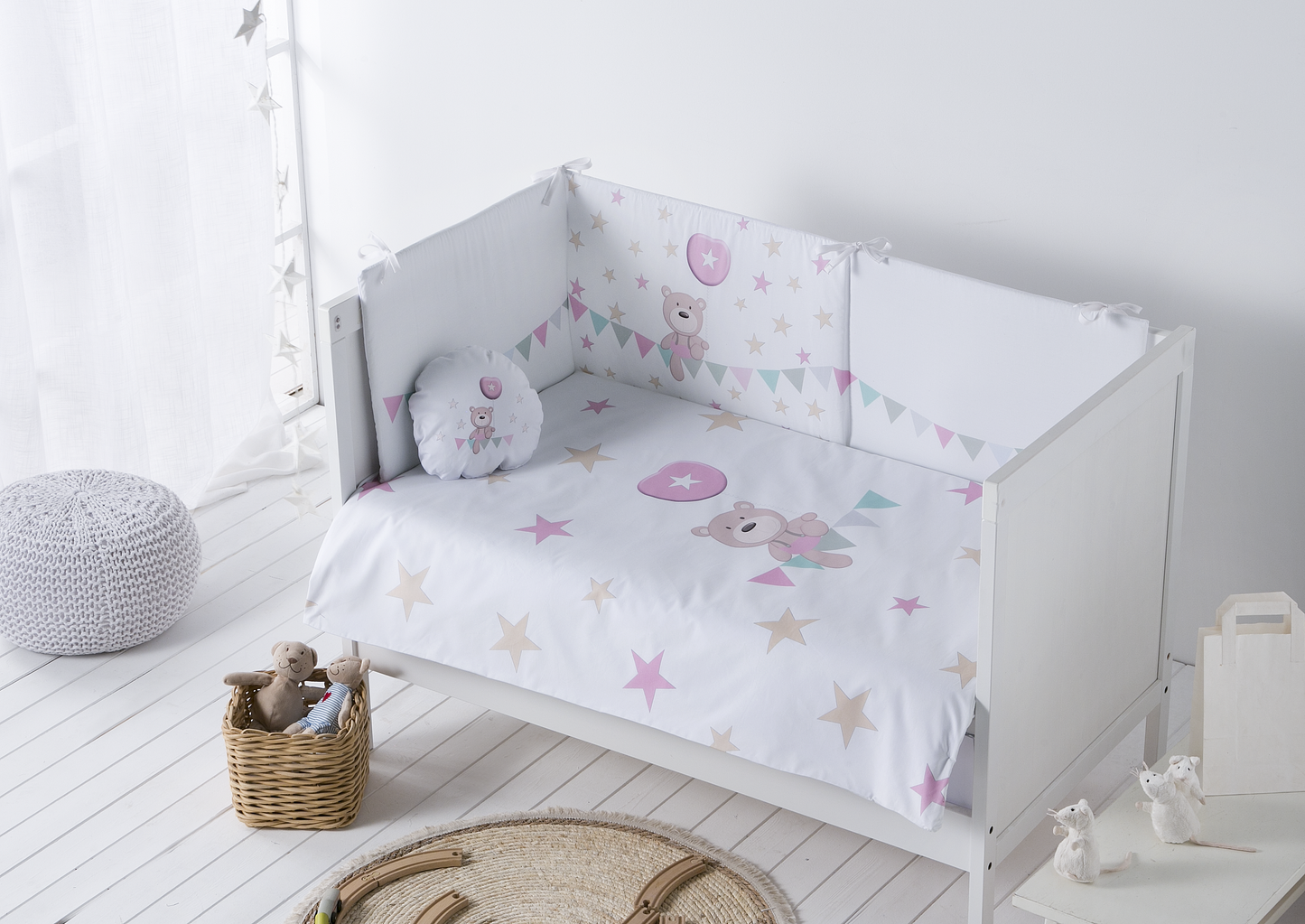 Pasitos Osso Blobo Couette + protecteur 100% coton pour berceau