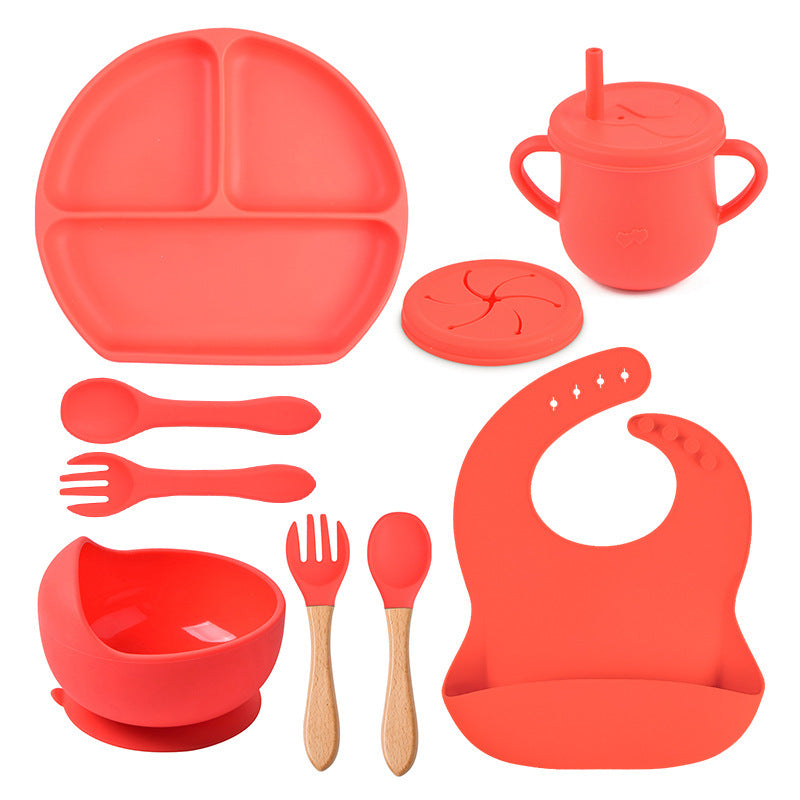 Set de Vaisselle Bébé en Silicone Couleur Unie