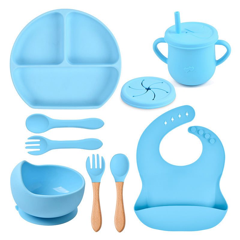 Set de Vaisselle Bébé en Silicone Couleur Unie