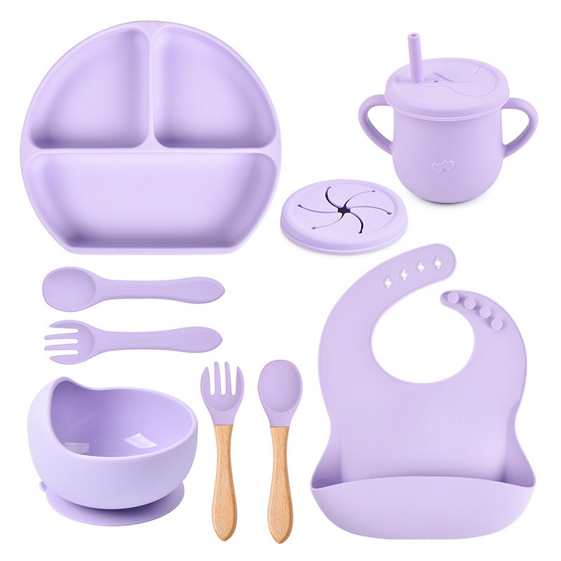 Set de Vaisselle Bébé en Silicone Couleur Unie