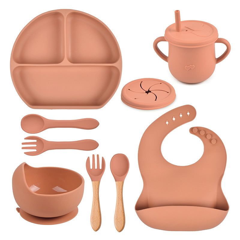 Set de Vaisselle Bébé en Silicone Couleur Unie