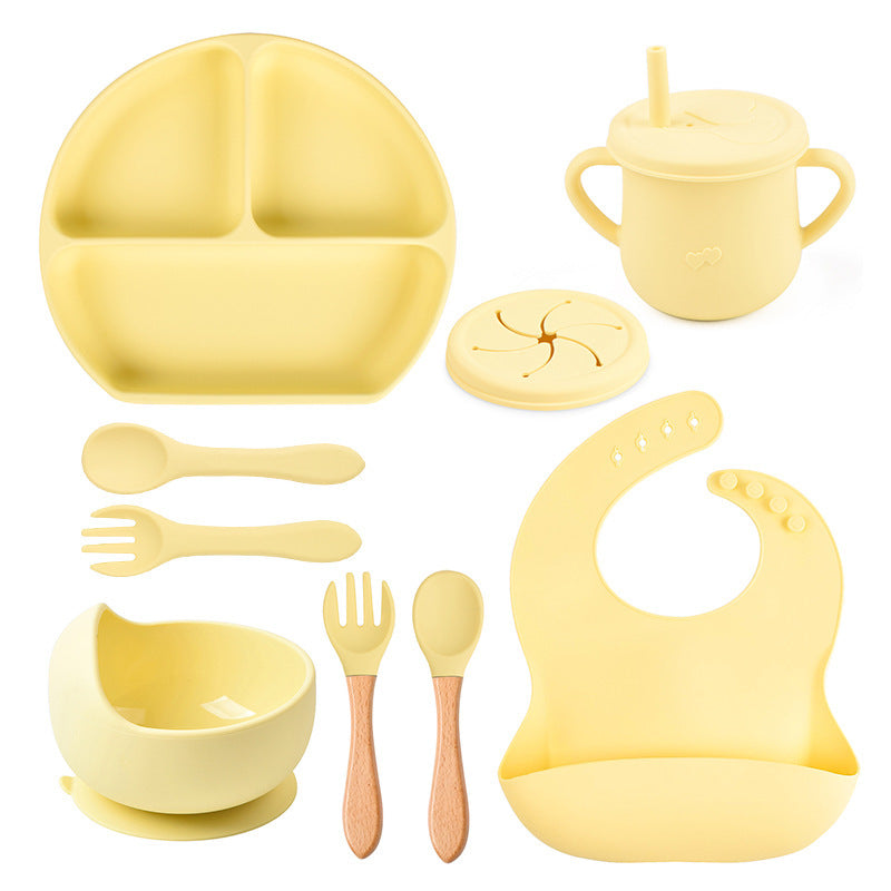 Set de Vaisselle Bébé en Silicone Couleur Unie