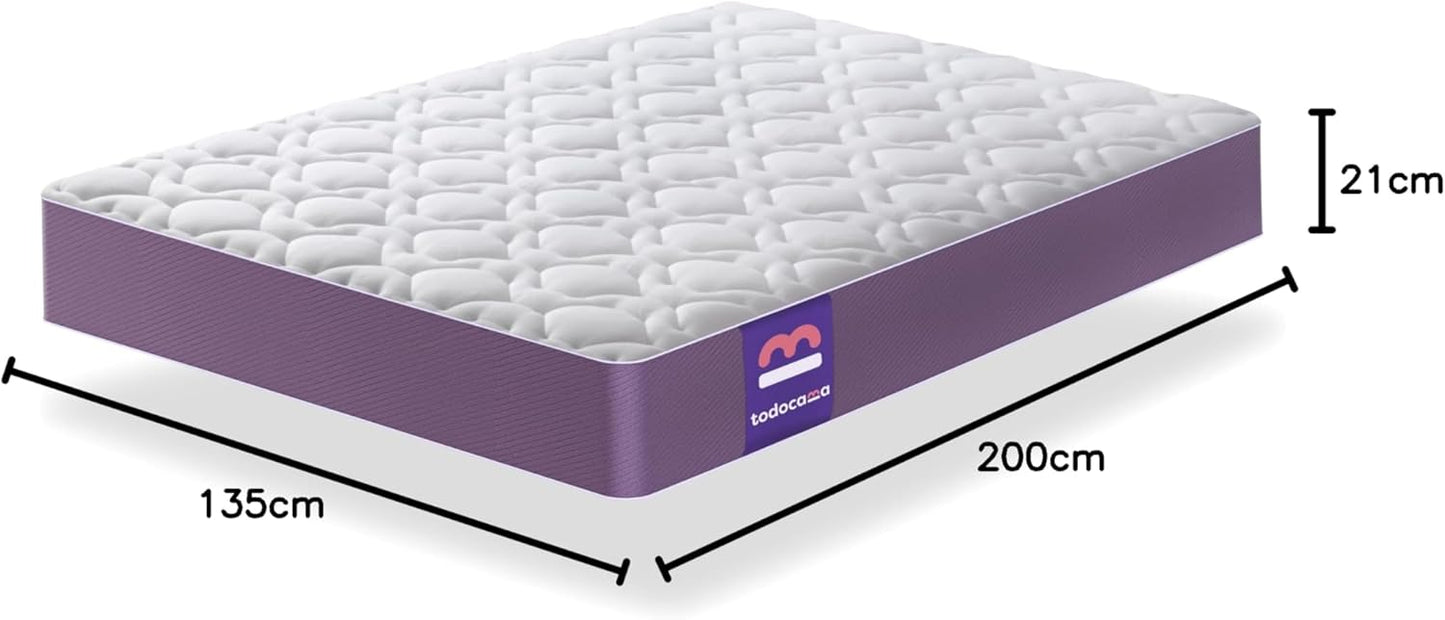 Todocama Airsoft Matelas, mémoire de Forme Gel Mousse de polyuréthane, Blanc, 135x200 cm