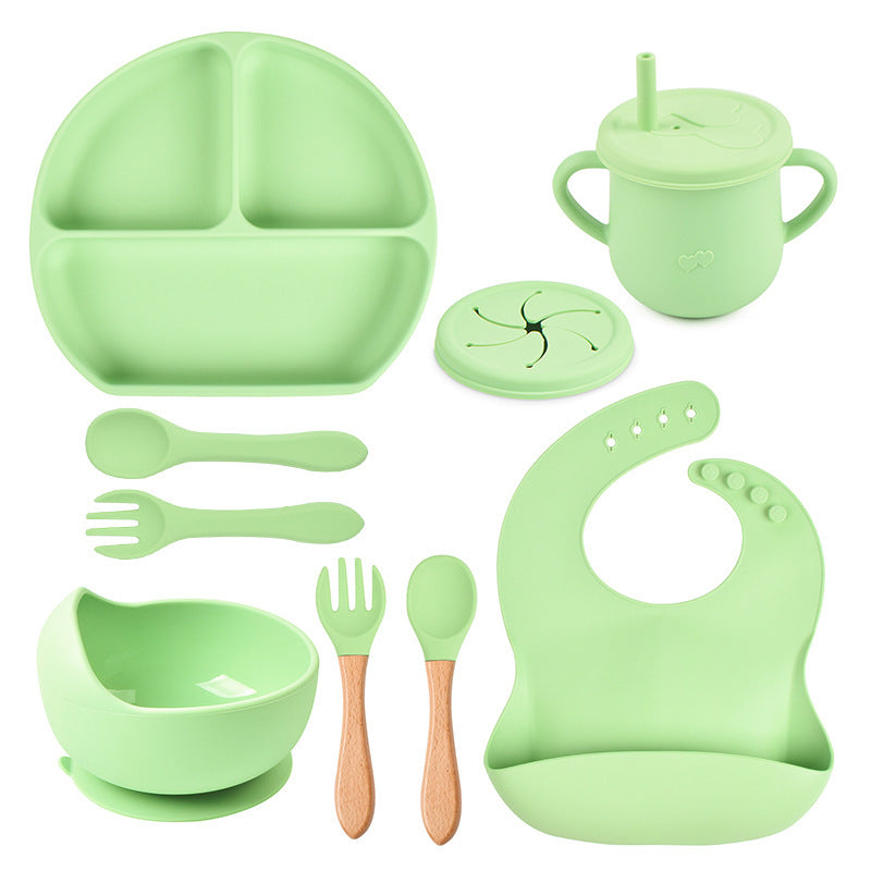 Set de Vaisselle Bébé en Silicone Couleur Unie