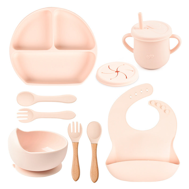 Set de Vaisselle Bébé en Silicone Couleur Unie