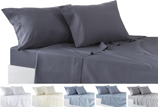 Todocama Parure de lit 4 pièces – Drap Housse réglable – Comptoir – Deux taies d'oreiller de 50 x 80 cm (lit 105 – 105 x 190/200 cm, Gris foncé)