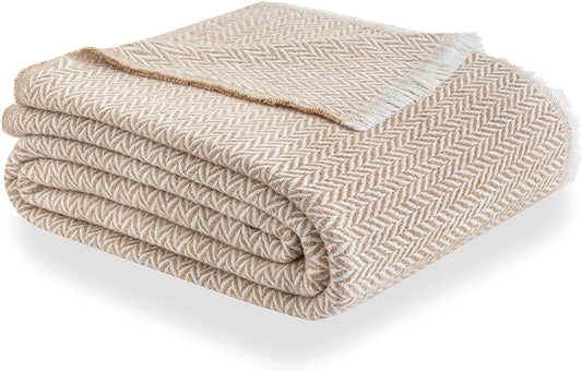 Todocama Couverture en Coton Extra Doux, Quatre Saisons, Couvre-lit Multi-usages canapé, Plaid, Couverture Foulard (230 x 240 cm, Beige Arena).