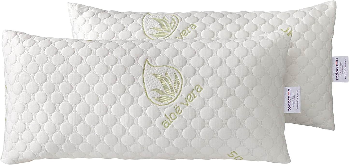 Todocama Almohada viscoelástica de copos 100% viscoelásticos Oreiller viscoélastique en Flocons, Blanc, 2 Unité (Lot de 1)