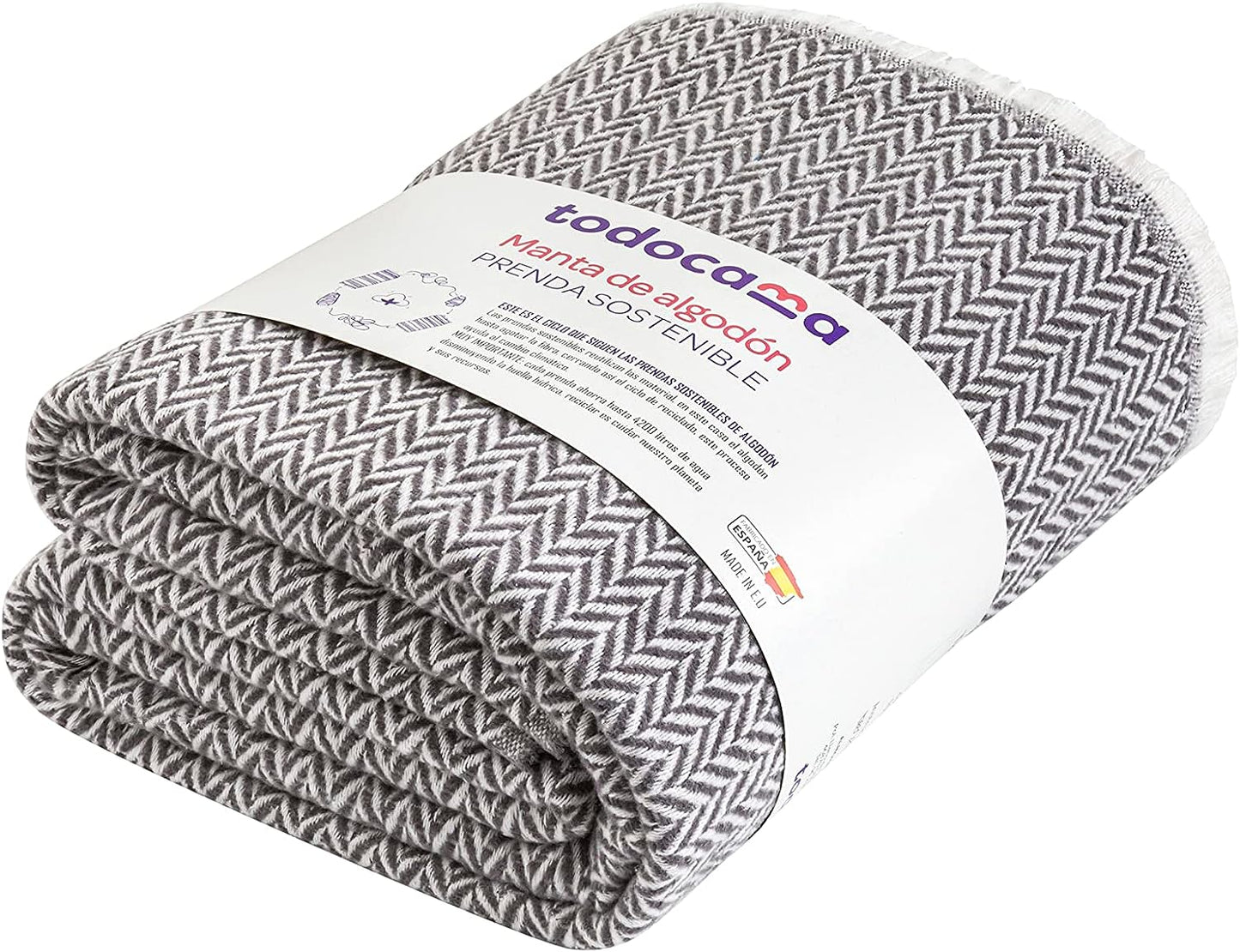 Todocama Couverture en Coton Extra Doux, Quatre Saisons, Couvre-lit Multi-usages canapé, Plaid pour lit, Couverture Foulard, 180 x 240 cm, Gris foncé.