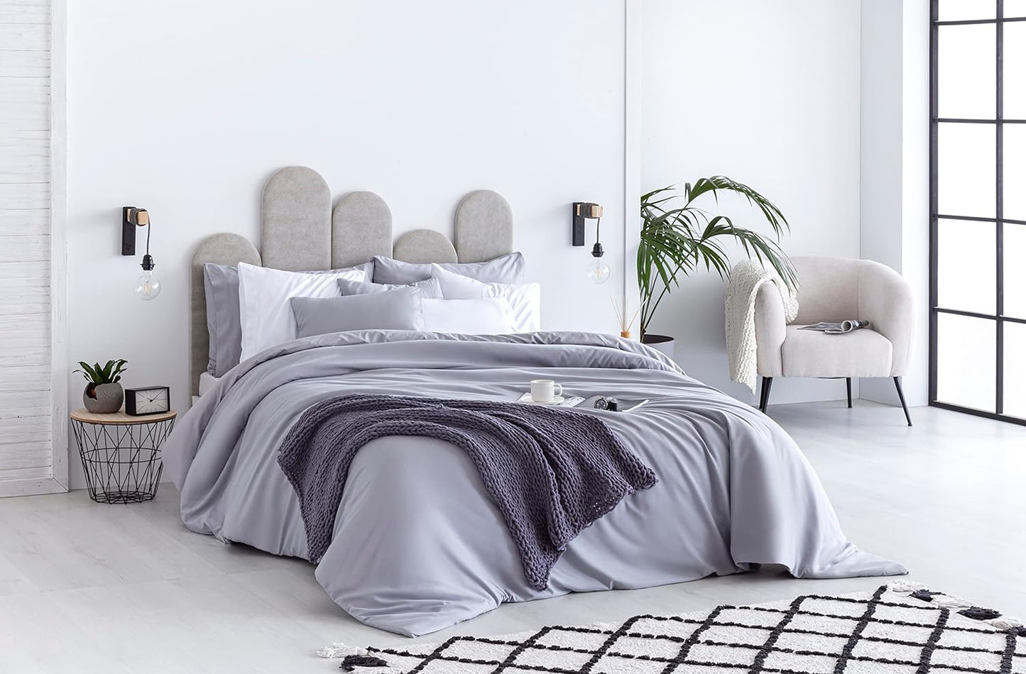 Todocama Housse de Couette en Microfibre pour Couette au Toucher Extra Doux (Gris Clair - Lit 80/90-150 x 220 cm).