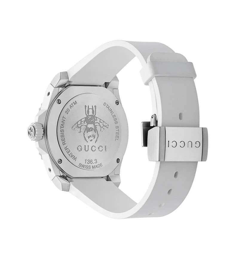 GUCCI YA136337 MONTRE DE PLONGÉE À QUARTZ CADRAN BLANC MONTRE POUR HOMME