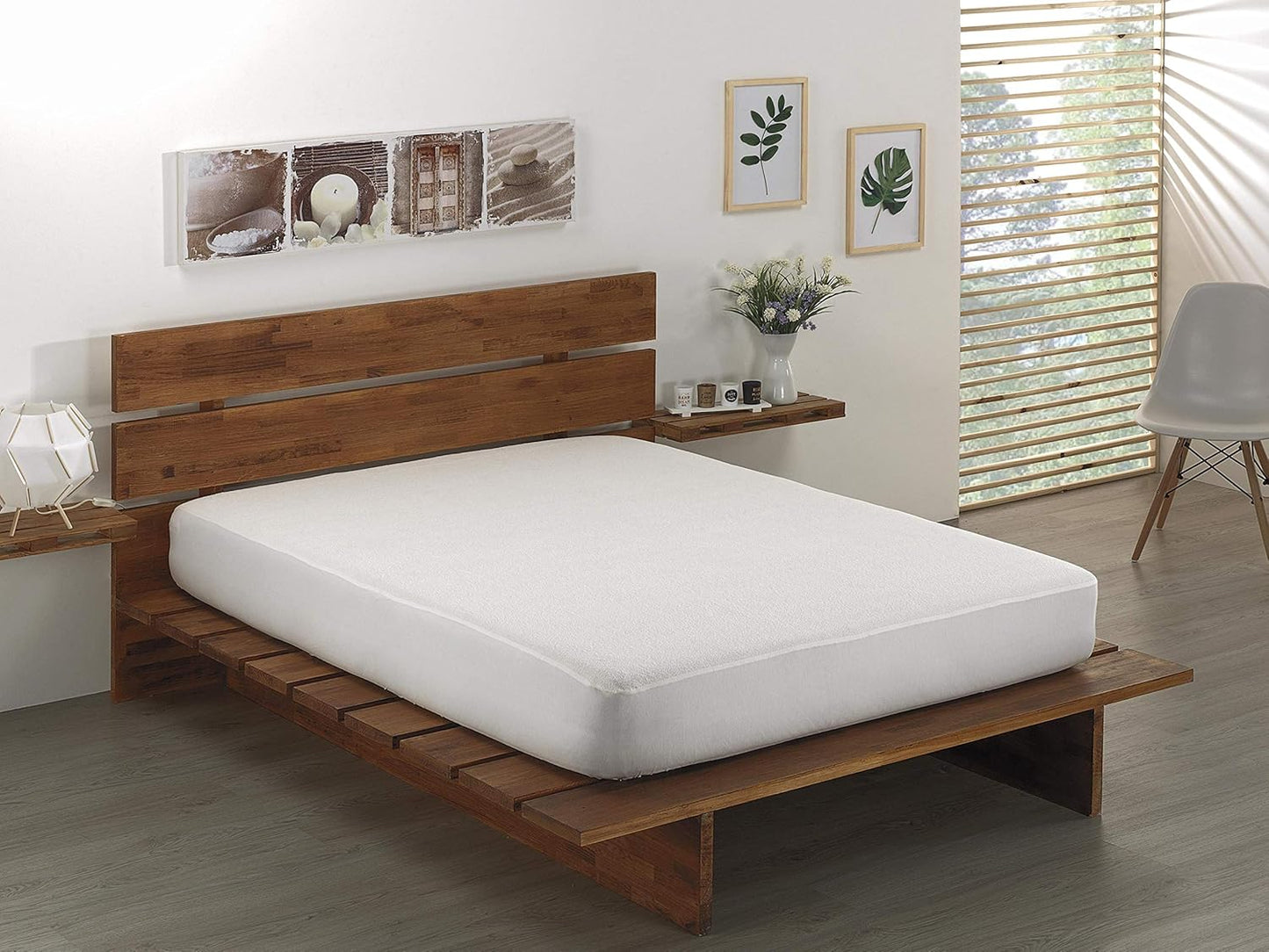 Todocama Protège-Matelas en Tissu éponge Blanc 160 x 190/200 cm