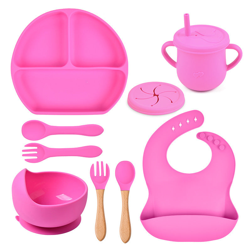 Set de Vaisselle Bébé en Silicone Couleur Unie