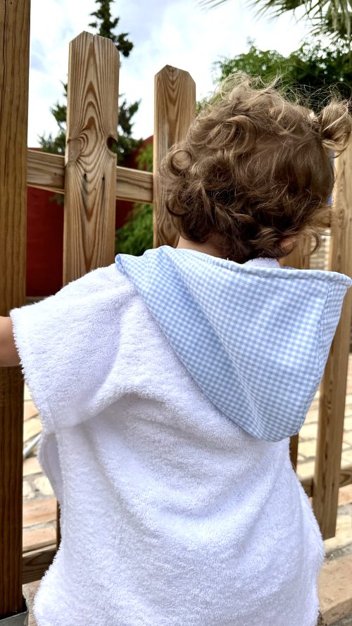 Mini Cape de Bain vichy bleu clair