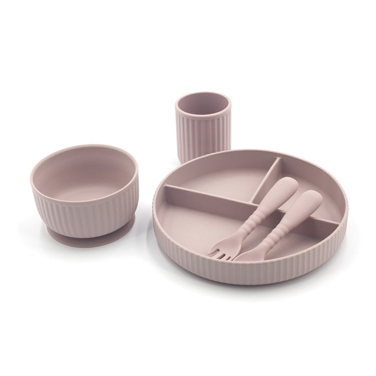 Ensemble de vaisselle intégrée en silicone comestible pour l'alimentation complémentaire