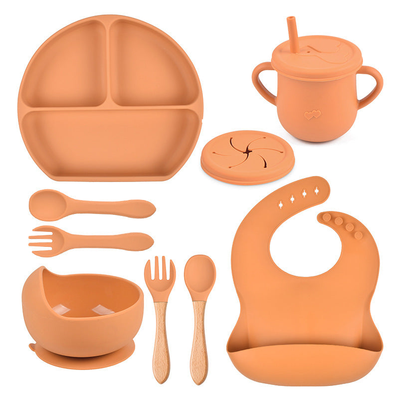 Set de Vaisselle Bébé en Silicone Couleur Unie