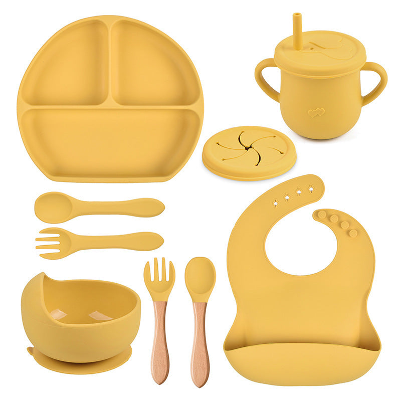 Set de Vaisselle Bébé en Silicone Couleur Unie