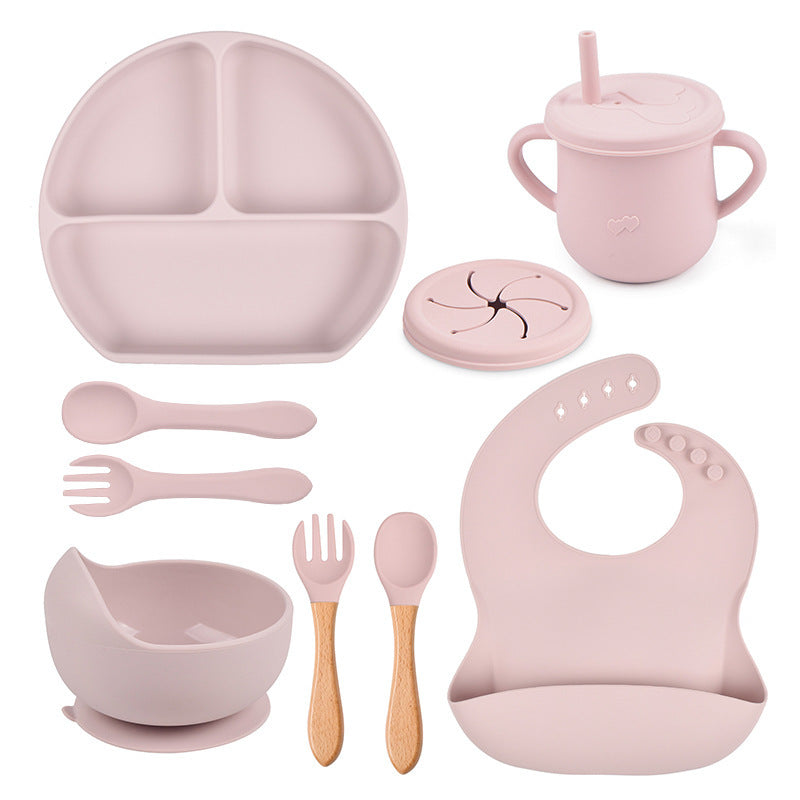 Set de Vaisselle Bébé en Silicone Couleur Unie