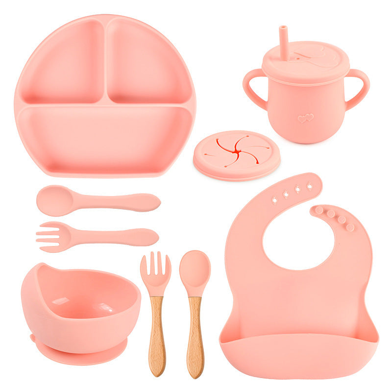 Set de Vaisselle Bébé en Silicone Couleur Unie