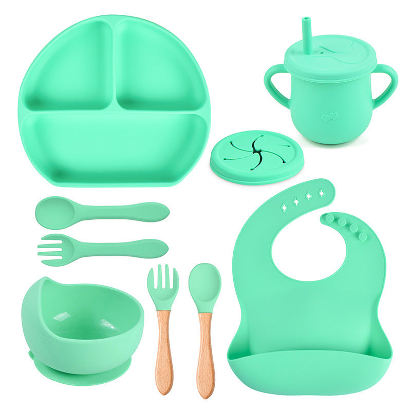 Set de Vaisselle Bébé en Silicone Couleur Unie