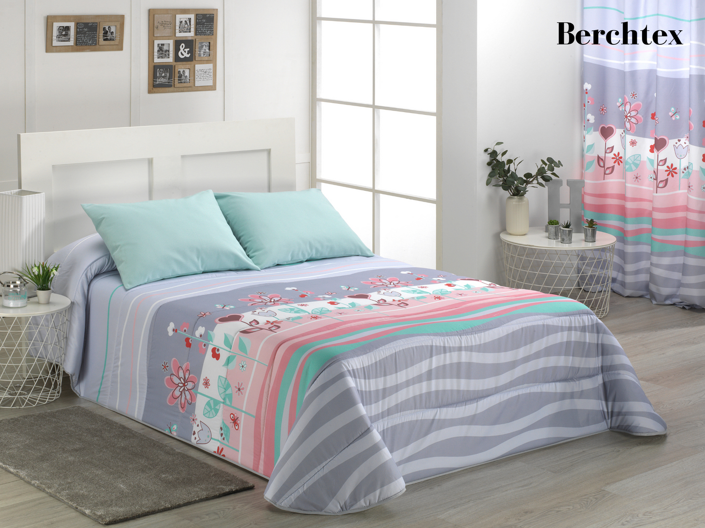 BERCHTEX _ Couvre-lit à Motif géométrique Cama de 200-300 x 280 Lilas